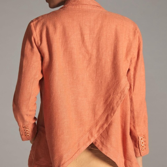 Anthropologie NWT Linen dark orange 🍊 blazer sz small - Picture 3 of 5